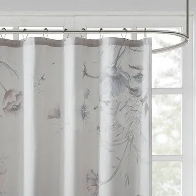New - Maddy Printed Cotton Shower Curtain Blue - Madison Park