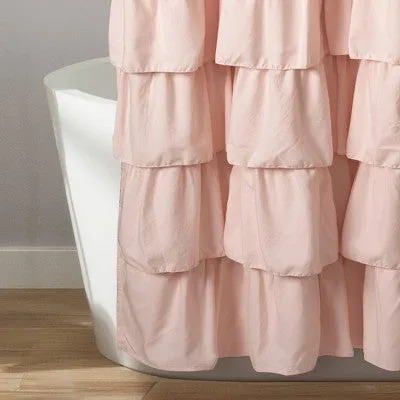 New - Ruffle Shower Curtain Blush Pink - Lush Décor