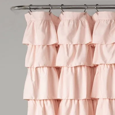 New - Ruffle Shower Curtain Blush Pink - Lush Décor