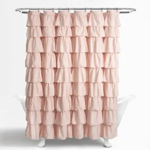 New - Ruffle Shower Curtain Blush Pink - Lush Décor