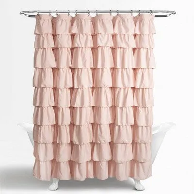 New - Ruffle Shower Curtain Blush Pink - Lush Décor