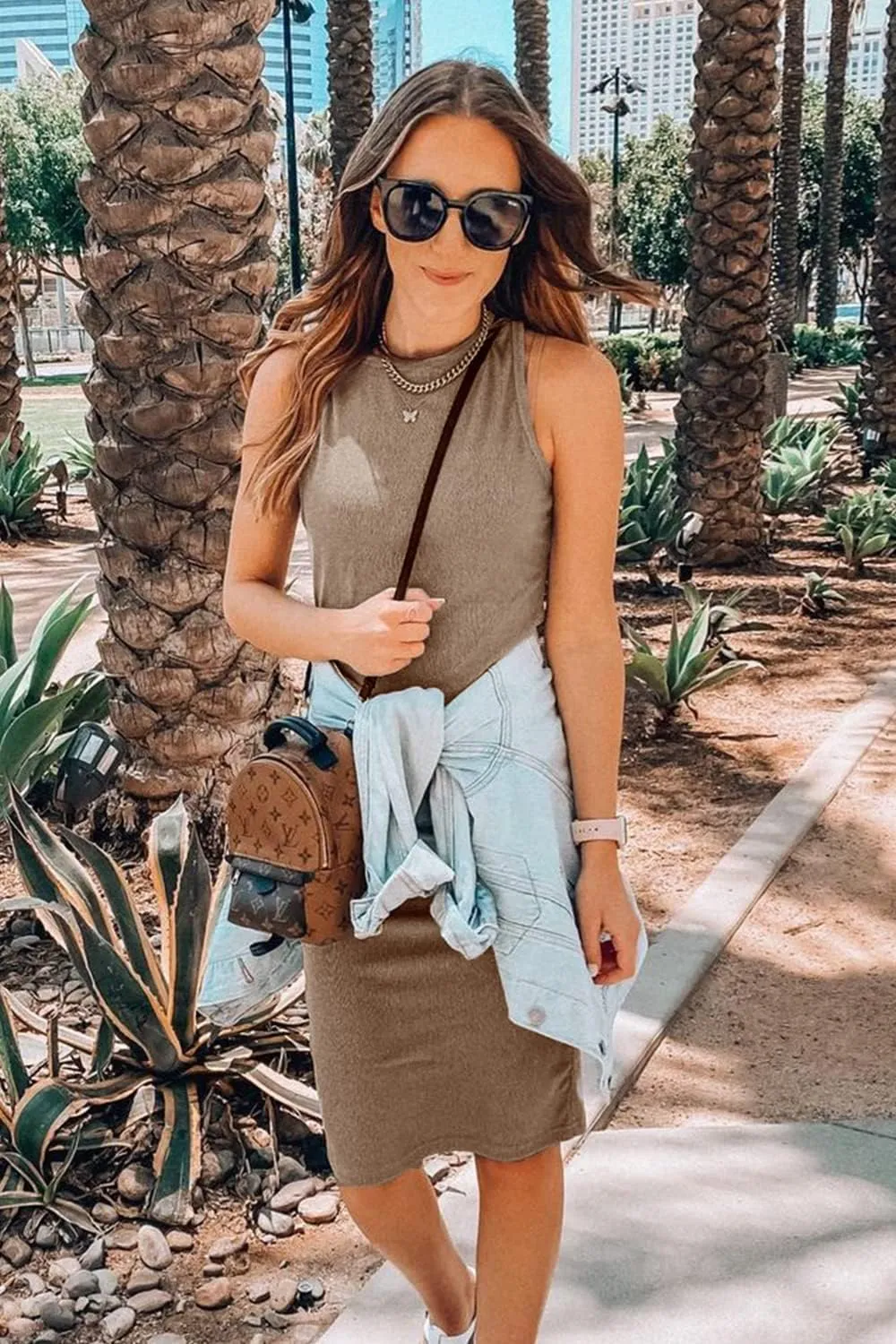 PRETTYGARDEN Women Midi Dress 2025 Summer Casual Vacation Sundress Fitted Spring Sleeveless Bodycon Tank Dresses