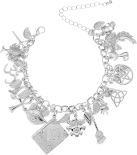 RechicGu Mythology Fairytale Lucky Charms Cuff Bangle Bracelet Cross Leaf Moon Face Celtic Cat