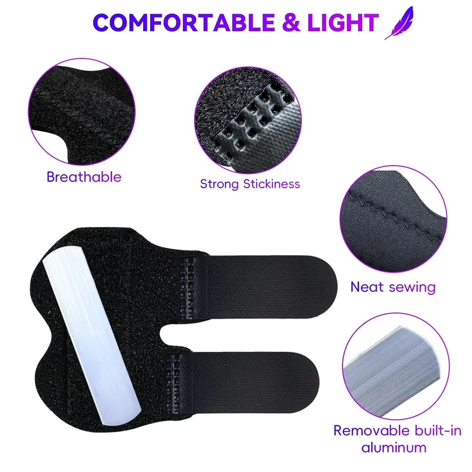 Small Finger Splint, 4 PCS Adjustable Trigger Finger Splint, Straightener for Broken Strained Arthritis for Pinky, Index Splints for Teenagers and Women (Black)