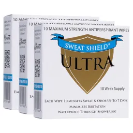 Sweat Shield Ultra Antiperspirant Wipes. Stop Sweating & Odor For Up To 7 Days. 30 Week Supply- Doctor Recommended