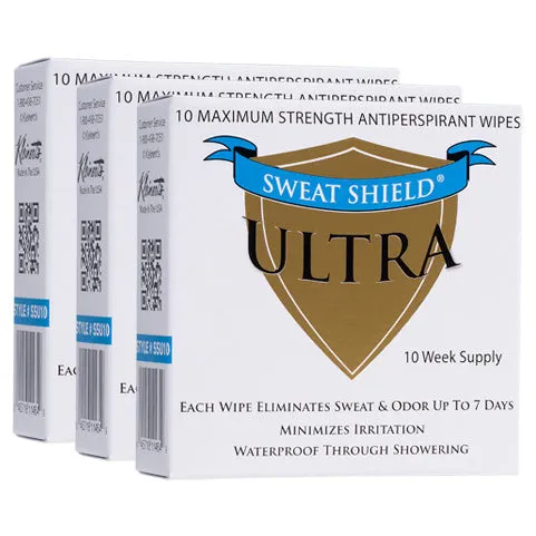 Sweat Shield Ultra Antiperspirant Wipes. Stop Sweating & Odor For Up To 7 Days. 30 Week Supply- Doctor Recommended