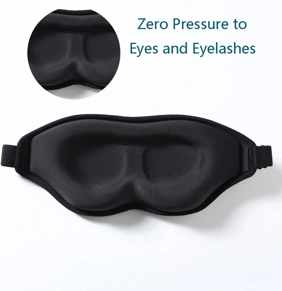Tim & Tina 3D Sleep Eye Mask Blindfold for Men Women Sleeping Mask Light Blocking Soft Covers for Travel Nap Yoga Adjustable Strap (3D Black (Edge Cover)