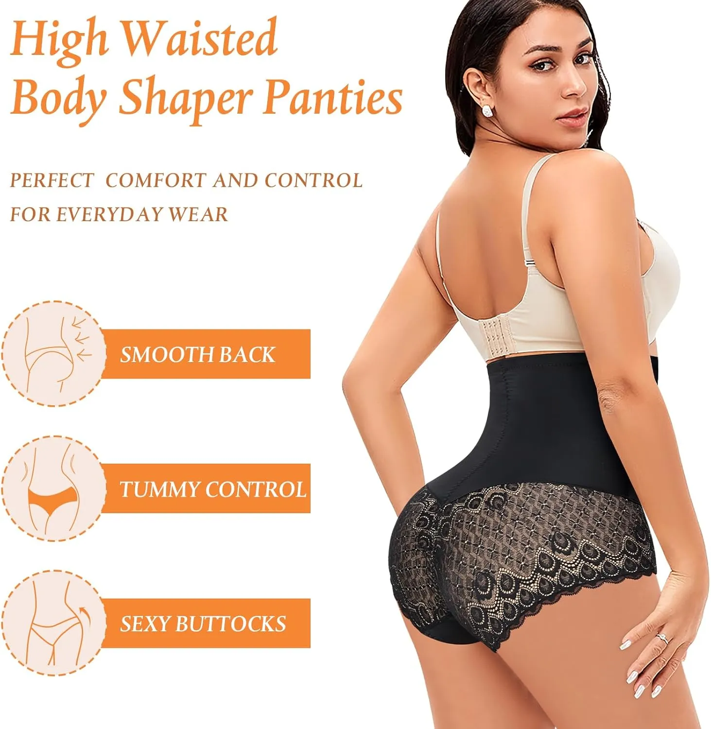 Tummy Control Shapewear Panties for Women High Waisted Shaping Underwear Lace Body Shaper Girdle
