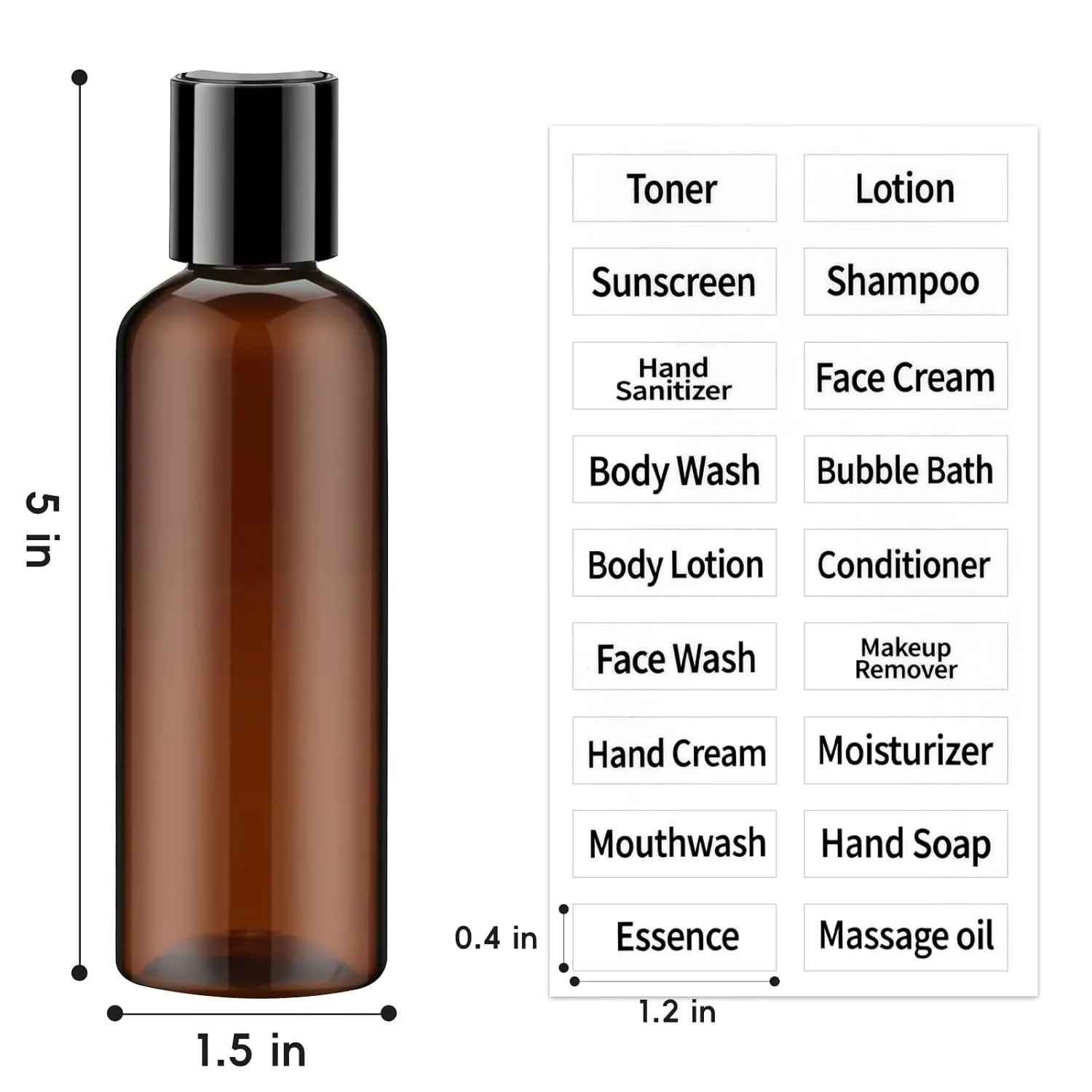 TUZAZO 10 Pack 3.4 oz Amber Plastic Travel Bottles for Toiletries TSA Approved Leakproof Travel Size Containers Empty Small Plastic Shampoo Lotion Bottles with Labels