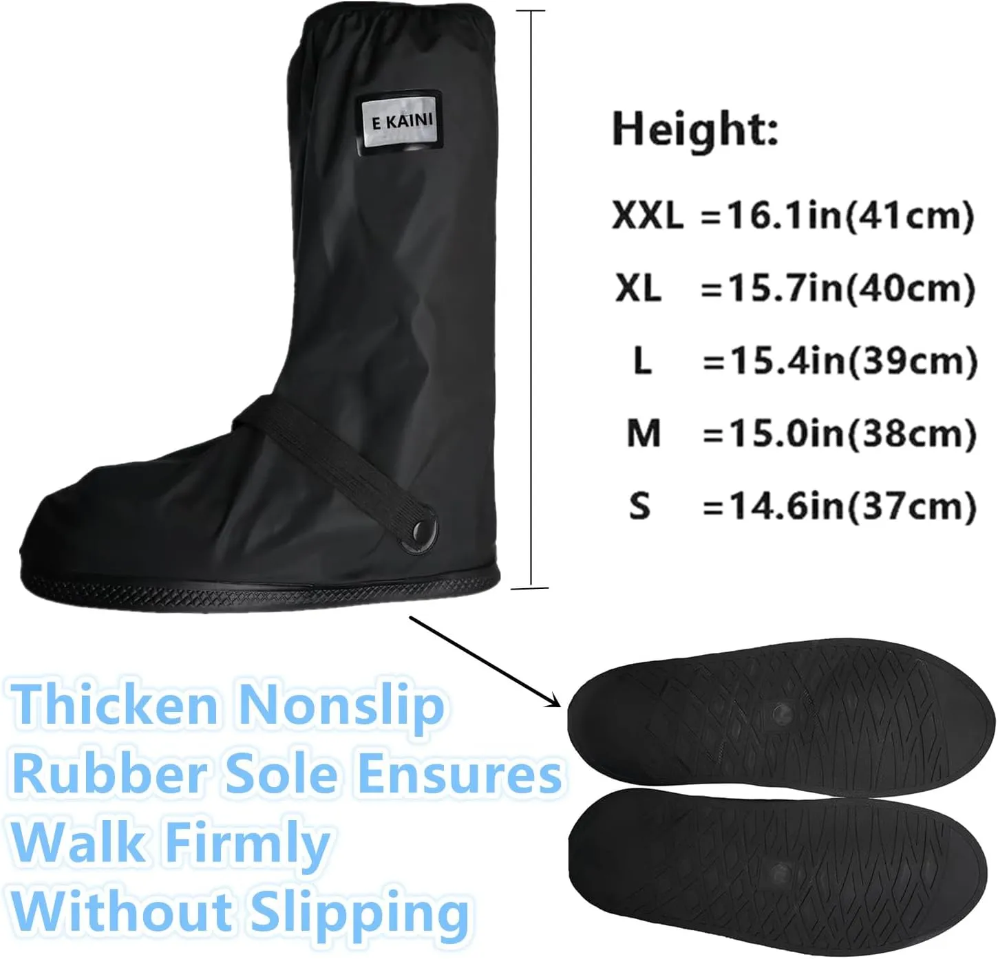 Waterproof Rain Boot Shoe Covers with Reflector,Anti-Snow Rain Gear Reusable Galoshes for Men and Women,Foldable Rain Boot with Zipper, Non-Slip