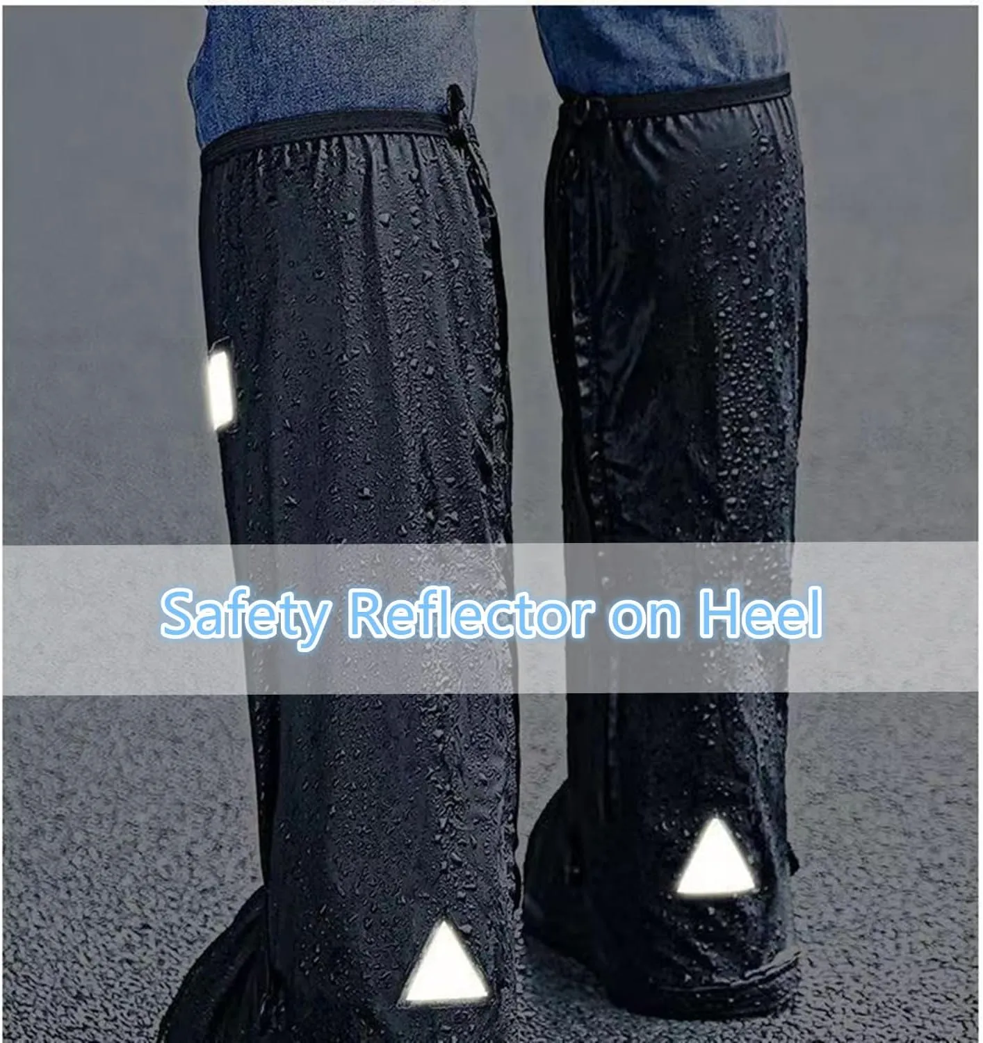 Waterproof Rain Boot Shoe Covers with Reflector,Anti-Snow Rain Gear Reusable Galoshes for Men and Women,Foldable Rain Boot with Zipper, Non-Slip