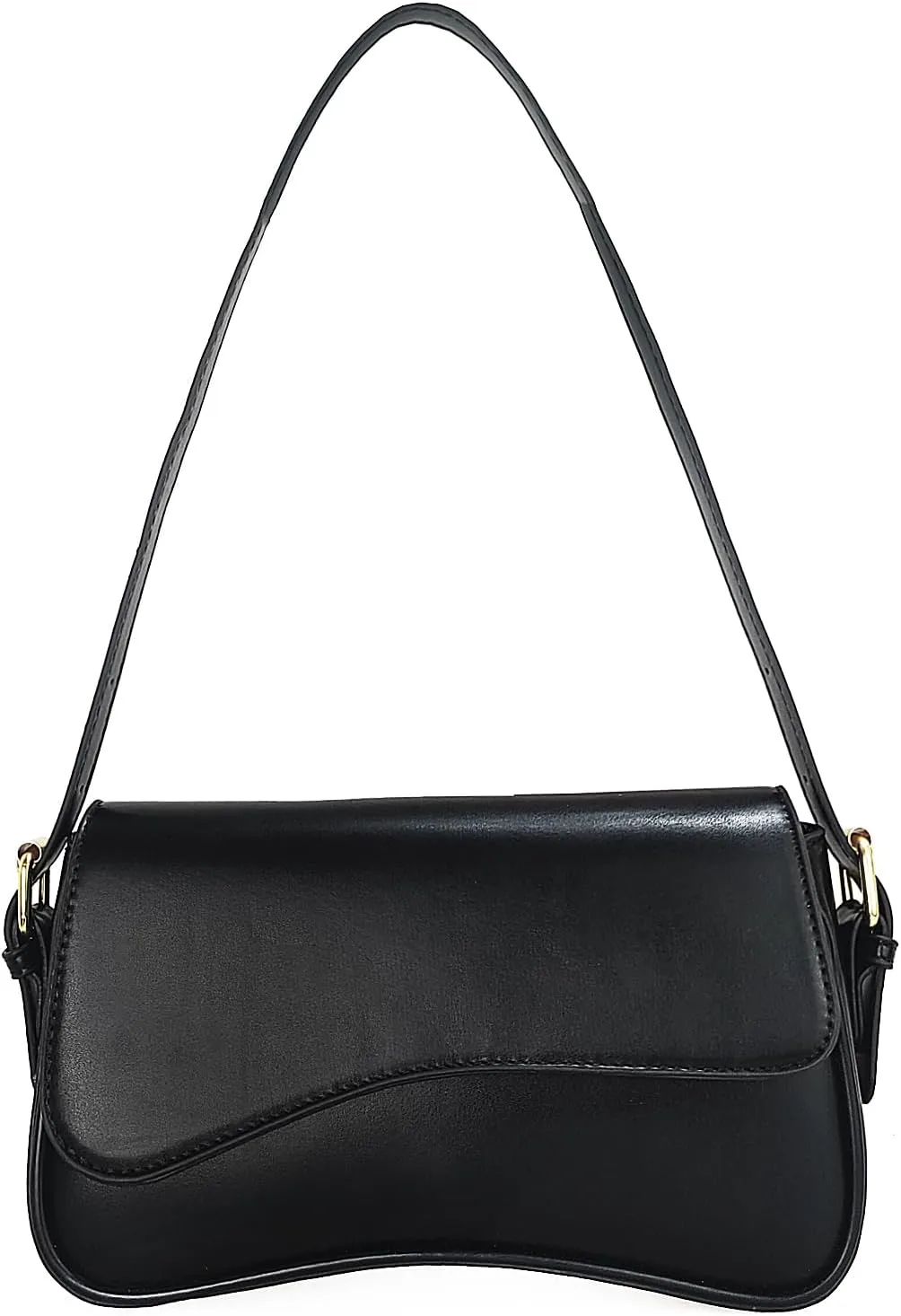 Women Saddle Shoulder Bag Y2K Trendy Vegan Leather Purse Retro Hobo Handbags Zipper Clutch with 2 Removable Strap