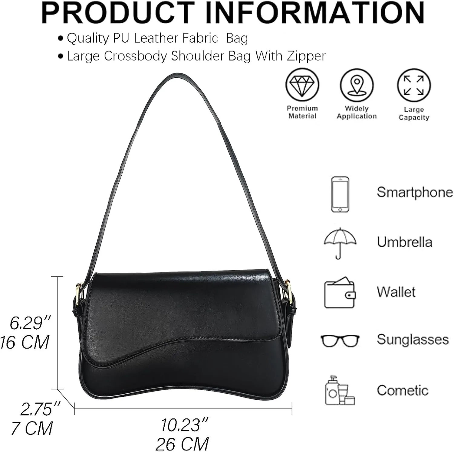 Women Saddle Shoulder Bag Y2K Trendy Vegan Leather Purse Retro Hobo Handbags Zipper Clutch with 2 Removable Strap
