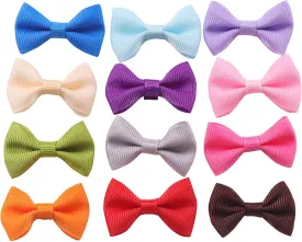 YAKA 96PC Grosgrain Ribbon Mini Bow Ties Craft,Scrapbooking Embellishmen DIY Projects,Bowties Decorations for DIY Kids Hair Clips,Pets Hair Bows(1.5") (12 Color)